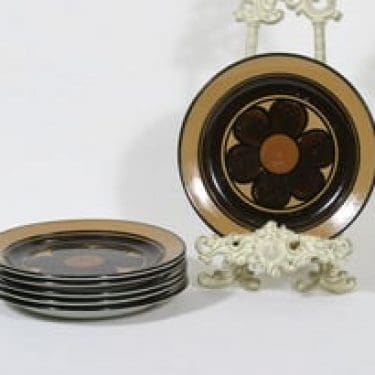 Arabia Kalevala lautaset, käsinmaalattu, 6 kpl, suunnittelija Anja Jaatinen-Winquist, käsinmaalattu, pieni, signeerattu, retro