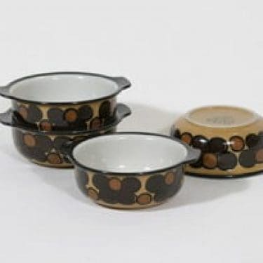 Arabia Kalevala annosmaljat, käsinmaalattu, 4 kpl, suunnittelija Anja Jaatinen-Winquist, käsinmaalattu, signeerattu, retro