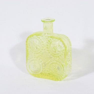 Riihimäen lasi Grapponia koristepullo, keltainen, suunnittelija Nanny Still,