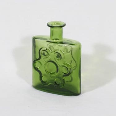 Riihimäen lasi Paukkurauta koristepullo, vihreä, suunnittelija Erkkitapio Siiroinen,