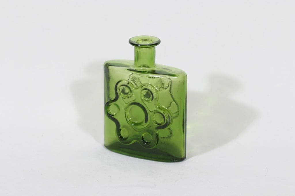 Riihimäen lasi Paukkurauta koristepullo, vihreä, suunnittelija Erkkitapio Siiroinen,