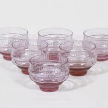 Riihimäen lasi Sulttaani jälkiruokakulhot, ametisti, 6 kpl, suunnittelija Nanny Still,