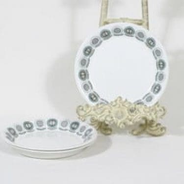 Arabia Olivia lautaset, pieni, 3 kpl, suunnittelija Raija Uosikkinen, pieni, serikuva, retro