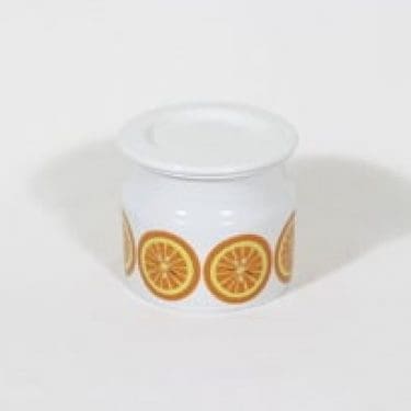 Arabia Pomona purnukka, appelsiini, suunnittelija Raija Uosikkinen, appelsiini, serikuva, retro