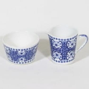 Arabia Ali sokerikko ja kermakko, sininen, suunnittelija Raija Uosikkinen, kuparipainokoriste