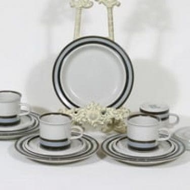 Arabia Suvanto kahvikupit ja lautaset, 4 kpl, suunnittelija Raija Uosikkinen, raitakoriste
