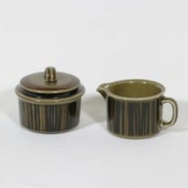 Arabia Kosmos sokerikko ja kermakko, suunnittelija Gunvor Olin-Grönqvist, puhalluskoriste, retro