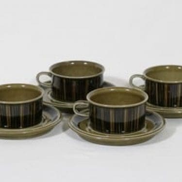 Arabia Kosmos teekupit, 4 kpl, suunnittelija Gunvor Olin-Grönqvist, puhalluskoriste, retro