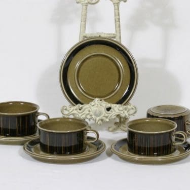 Arabia Kosmos teekupit, 4 kpl, suunnittelija Gunvor Olin-Grönqvist, puhalluskoriste, retro