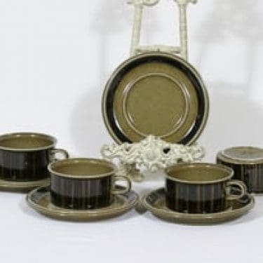 Arabia Kosmos teekupit, 4 kpl, suunnittelija Gunvor Olin-Grönqvist, puhalluskoriste, retro