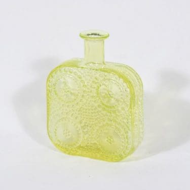 Riihimäen lasi Grapponia koristepullo, keltainen, suunnittelija Nanny Still,