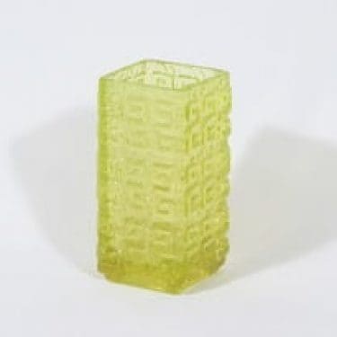 Riihimäen lasi Taalari maljakko, keltainen, suunnittelija Tamara Aladin, massiivinen, retro