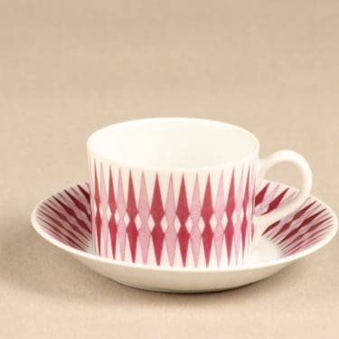 Arabia Revontuli mocca cup, red designer Raija Uosikkinen