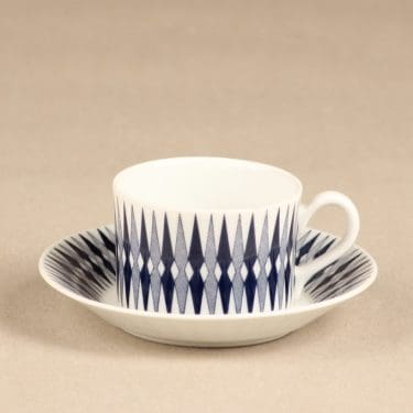 Arabia Revontuli mokkakuppi, sininen, suunnittelija Raija Uosikkinen, serikuva