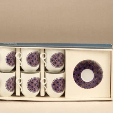 Arabia Pimpinella mokkakupit, lila, suunnittelija Anja Jaatinen, 6kpl