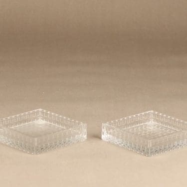 Nuutajärvi Ruuturitari bowl, clear, designer Kaj Franck, quadrangular