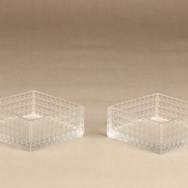 Nuutajärvi Ruuturitari bowl, clear, designer Kaj Franck, quadrangular