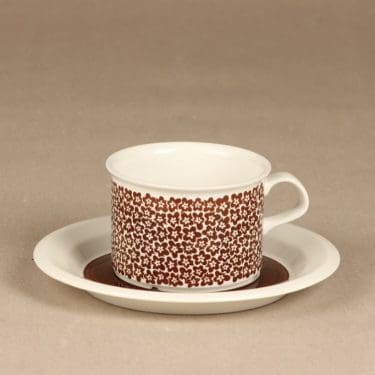 Arabia Faenza teekuppi, ruskea, suunnittelija Esteri Tomula, serikuva