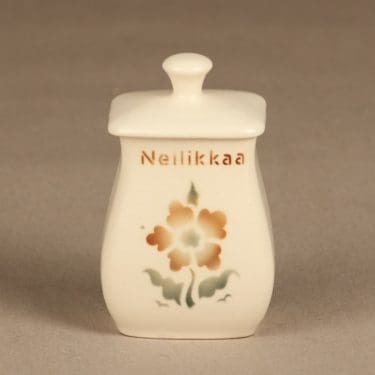 Arabia EB1 maustepurkki, Neilikkaa, suunnittelija , Neilikkaa, pieni, puhalluskoriste