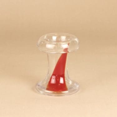 Riihimäen lasi taidelasi, kirkas, punainen, suunnittelija Tamara Aladin, signeerattu