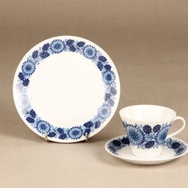 Arabia Johanna kahvikuppi, sininen, suunnittelija Raija Uosikkinen, serikuva