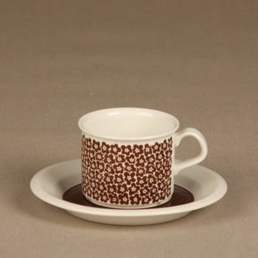 Arabia Faenza kahvikuppi, ruskea, suunnittelija Inkeri Seppälä, serikuva