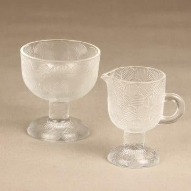 Nuutajärvi Miranda sokerikko ja kermakko, kirkas, suunnittelija Heikki Orvola,