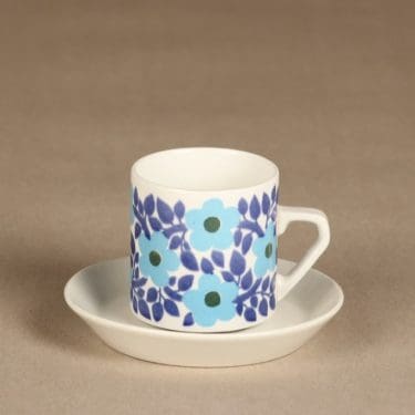 Arabia Ahmet kahvikuppi, sininen, suunnittelija Raija Uosikkinen, serikuva