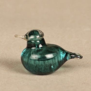 Nuutajärvi koristelintu, Hippiäinen, suunnittelija Oiva Toikka, Hippiäinen, signeerattu, Golden Crested Kinglet