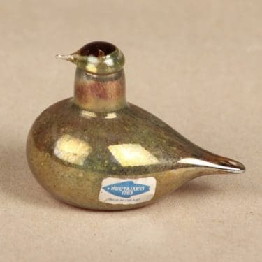 Nuutajärvi koristelintu, Hippiäinen, suunnittelija Oiva Toikka, Hippiäinen, signeerattu, Golden Crested Kinglet