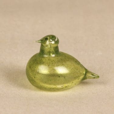 Nuutajärvi koristelintu, Hippiäinen, suunnittelija Oiva Toikka, Hippiäinen, signeerattu, Golden Crested Kinglet