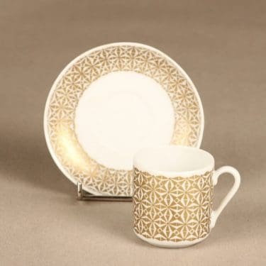 Arabia Haaremi kahvikuppi, kulta, suunnittelija Esteri Tomula, serikuva