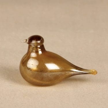 Nuutajärvi koristelintu, Hippiäinen, suunnittelija Oiva Toikka, Hippiäinen, signeerattu, Golden Crested Kinglet