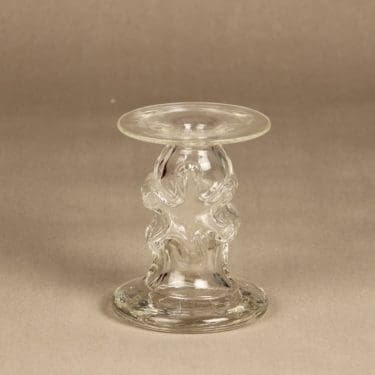 Riihimäen lasi Kasperi kynttilänjalka, kirkas, suunnittelija Erkkitapio Siiroinen,