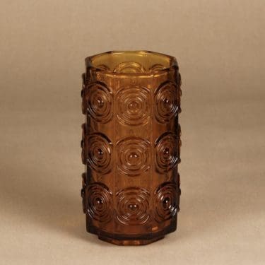 Riihimäen Lasi Rengas maljakko, amber, suunnittelija Tamara Aladin, massiivinen