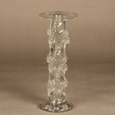 Riihimäen Lasi Kasperi kynttilänjalka, kirkas, suunnittelija Erkkitapio Siiroinen, signeerattu