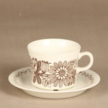 Arabia Elina teekuppi, ruskea, suunnittelija Esteri Tomula, serikuva