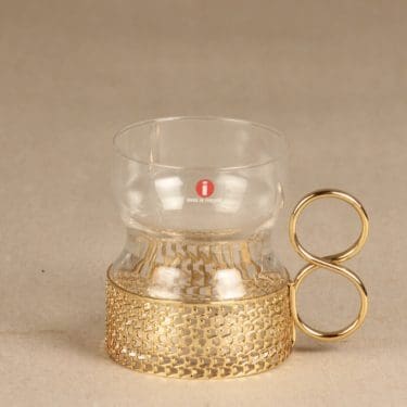 Iittala Tsaikka tea cup, clear, Timo Sarpaneva, gilted