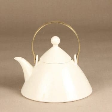 Arabia Harlekin teekannu, valkoinen, suunnittelija Inkeri Leivo,