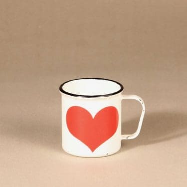 Finel enamel mug, white and red heart