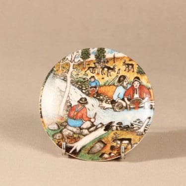 Arabia seinälautanen, Kullanhuuhtojat, suunnittelija Andreas Alariesto, Kullanhuuhtojat, Kullanhuuhtojat, lappi-aihe, naivismi