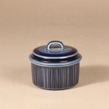 Arabia Kosmos sokerikko kannella, sininen, suunnittelija Gunvor Olin-Grönqvist, käsinmaalattu, signeerattu