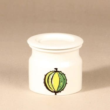 Arabia Tutti frutti purnukka, karviainen, suunnittelija Ulla Procope, karviainen, serikuva, retro