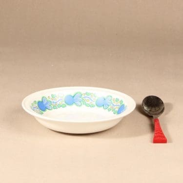 Arabia A lautanen, syvä, suunnittelija , syvä, retro, serikuva, kukka-aihe