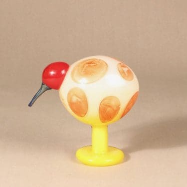 Iittala koristelintu, Bilibii, suunnittelija Oiva Toikka, Bilibii, tilaustyö, signeerattu, numeroitu