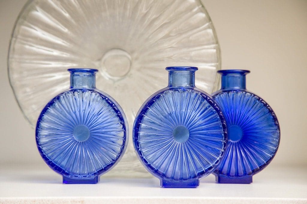 Aurinkopullot, Helena Tynell, Riihimäen lasi, sininen ja kirkas