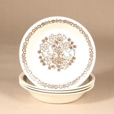 Arabia Sirkku lautanen, syvä, 5 kpl, suunnittelija Esteri Tomula, syvä, serikuva