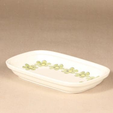 Arabia Primavera tarjoilukulho, vihreä, suunnittelija Esteri Tomula, serikuva, kukka-aihe