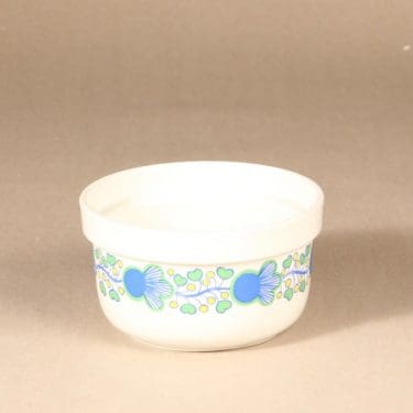 Arabia A kulho, monivärinen, suunnittelija Laila Hakala, serikuva, kukka-aihe, retro