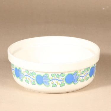 Arabia A kulho, monivärinen, suunnittelija Laila Hakala, serikuva, kukka-aihe, retro